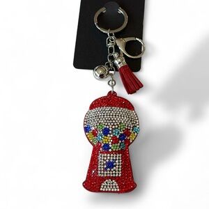 Red Rhinestone Gumball Machine Keychain